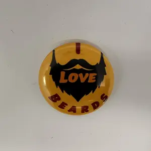 Beard Love Statement Button - Heart Shaped Design  LGBTQ Artisan Made