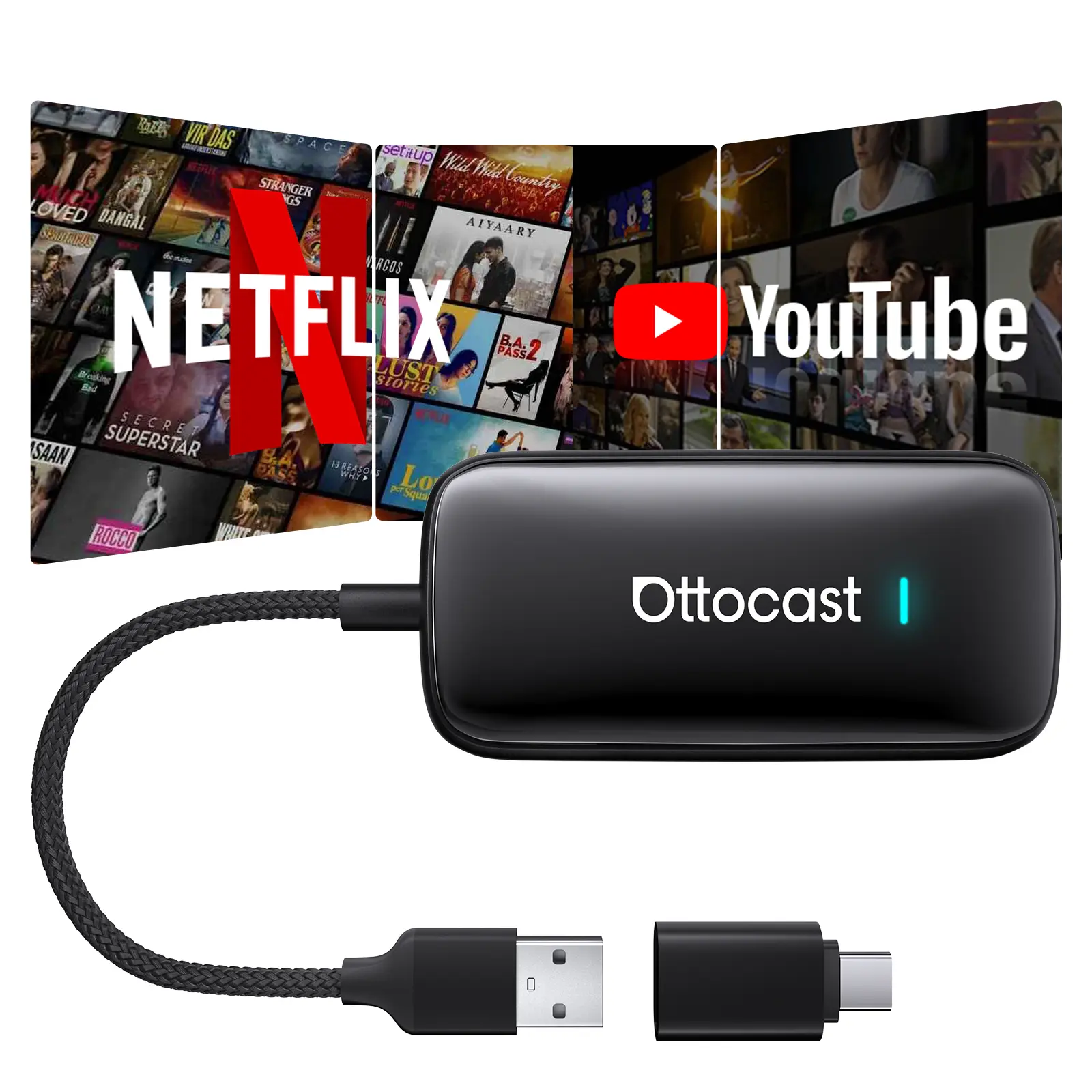 【CARS COMPATIBLE WITH WIRED CARPLAY】OTTOCAST Play2Video Ultra 2026 Upgrade Magic AI Box Car Watch Video Devices, Wireless CarPlay Android Auto Video Adapter 3 in 1 Built-in Netflix/YouTube Android 12 System