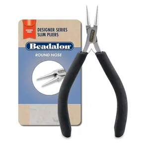 Beadalon Designer Series Slim Round Nose Pliers with Stainless Steel Box Joint & Double Leaf Springs for Precision Jewelry Making