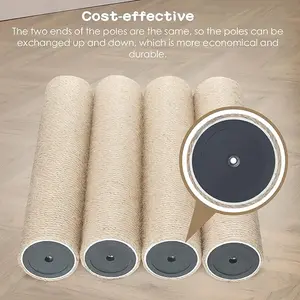 6 Pack Cat Scratching Post Replacement, 15.8 x 3.5 Inches Sisal Cat Tree Scratch Post Refill Pole Parts with M8 Screws, Spare Cat Furniture Accessories Scratcher Posts for Kittens Tree Tower