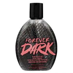 Millennium Tanning Forever Dark Black Mattifying Instant Bronzer - Skin Tightening & Toning Tanning Lotion with Tattoo Protection, 13.5 oz Cosmetic Body Care