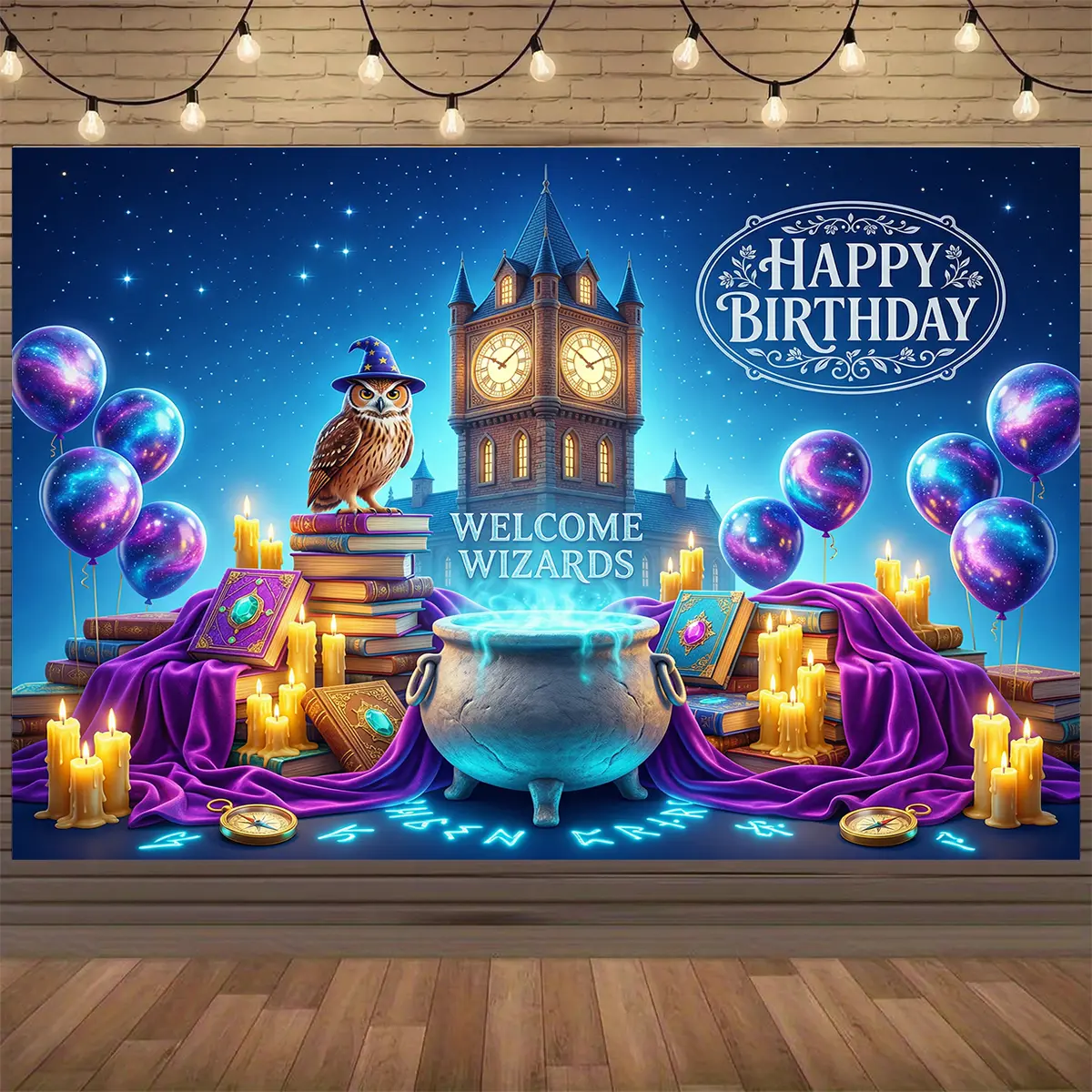 Magical Wizard Birthday Backdrop, Fantasy Party & Room Decor, Party Banner