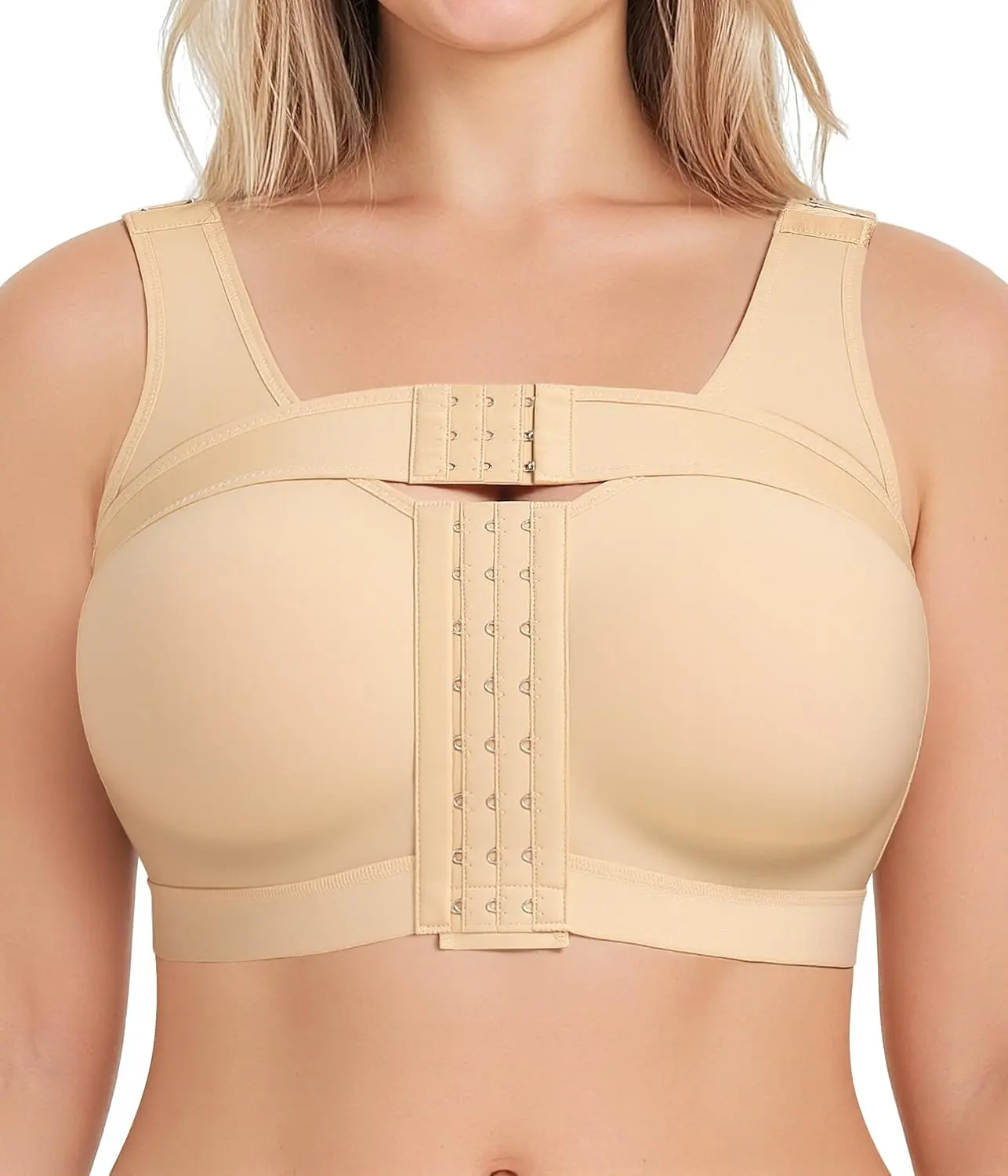 BRABIC Compression Bra Post Surgery - Mastectomy Bras for Women Front Closure with Removable Breast Support Band