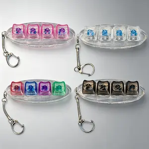 Upgrade Stress Relief LED Light Up Keys Mechanical Keyboard Keychain, Fun Trasparent Design Light Toy Backpack Keychain, Car Unique Keychain Fun Gift Option for Him Her Stress Reliever