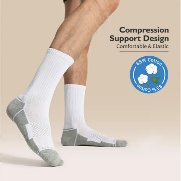 CLOSEMATE Crew Socks for Men Cotton Socks Cushioned Sports Socks for Performance, Training & Soccer 6 Pairs