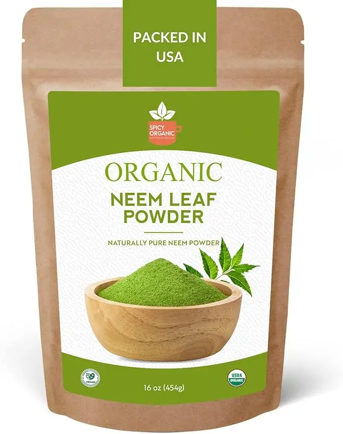 Neem Powder – 4 oz. - Certified USDA Organic -Non-GMO - Fresh Dried Neem Leaves Powder for Healthy Hair and Skin - Azadirachta Indica Ayurvedic Herb f