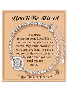 Women's Retirement Gift Coworker Leaving Gift,Compass Bracelet You Will Be Missed&Happy Retirement Farewell Farewell Coworker Friend Her Female Manager