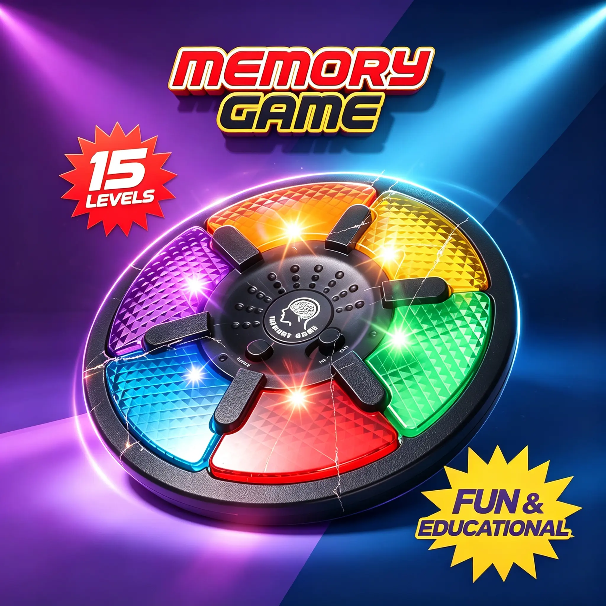 Educational memory games, logic training toys, circular memory game machines, early education toys, handheld electronic memory games with lights and sounds, and creative interactive educational games.