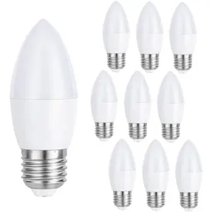 E26 LED Bulbs,6W LED Candle Bulbs,40W-60Watt Equivalent,Dimmable,120V Chandeliers LED Bulbs, Night Lamps 10 Pack