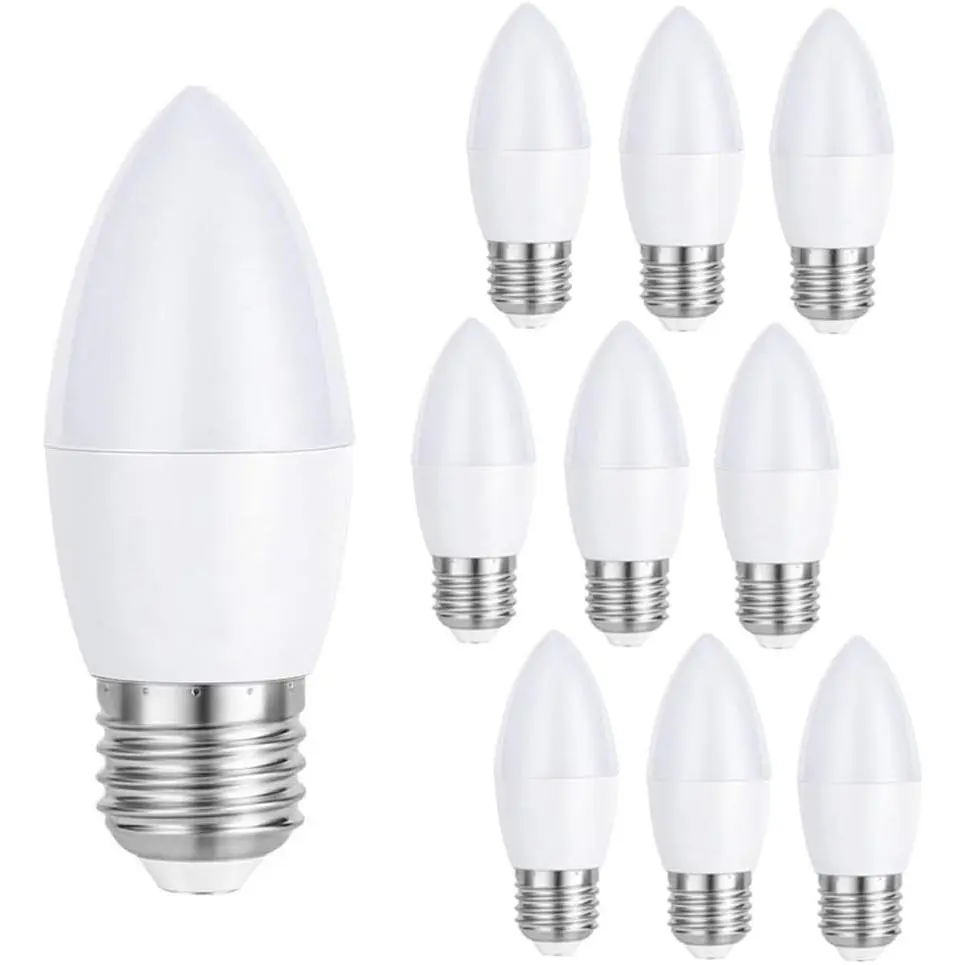 E26 LED Bulbs,6W LED Candle Bulbs,40W-60Watt Equivalent,Dimmable,120V Chandeliers LED Bulbs, Night Lamps 10 Pack