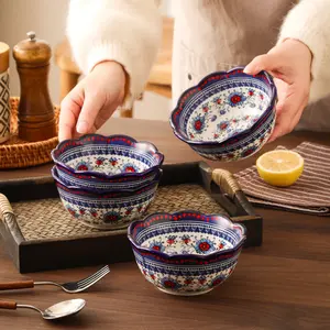 Handmade Ceramic Bowl with Bohemian Blossom Design, Tableware, Perfect Artistic Gift for Christmas & Weddings, Ideal for Bridal Showers & Airbnb Hosts