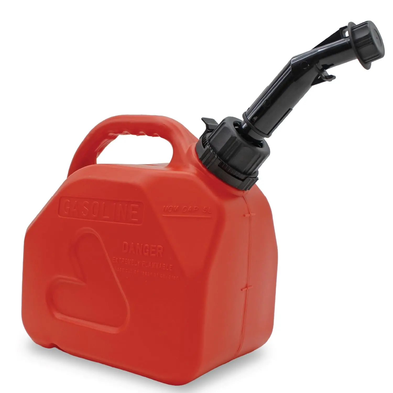 5L Red Durable Plastic Fuel Can - Leak-Proof Spout, Ergonomic Handle, Easy-Carrying Automotive Vehicle Tool for Emergency Fuel Storage, Camping, Lawn Equipment