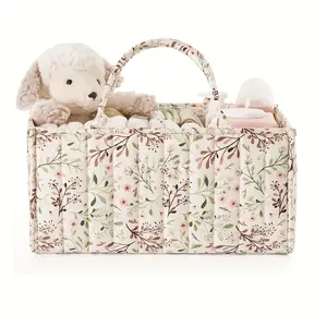 Floral Diaper Caddy Organizer, Stylish Nursery Storage Basket, Gift for Baby Shower, Baby Registry Must Have, Newborn Essentials, Pastoral Daisy, Lightweight Diaper Handbag, Travel Diaper Tote