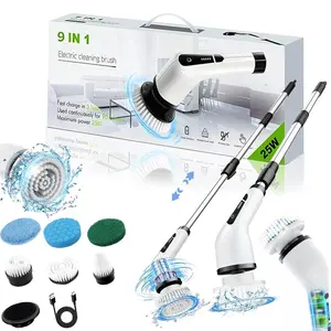 [Mother's Day Gift] Electric Spin Scrubber Upgraded Cordless Shower Spin Scrubber Kit with 9 Replaceable BrushHeads 3 Adjustable Extension Handle Dual-Speed IPX7 Waterproof LED for Bathroom Kitchen Toilet Window Pool Car2026 Multi-purpose Cleaning Kit