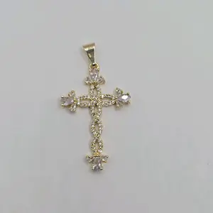 CROSS PENDANT ONLY clear stone's gold-plated Fashion style NO CHAIN