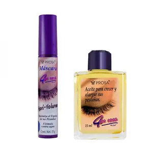 PROSA Mascara and Lash Oil Bundle – Maxi-Volume, Professional Classic, Micro-Fiber Volumizing Mascara, Eyeliner, and Clear Mascara, Lash growth Makeup Eyelash