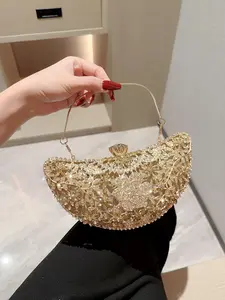 Women's Elegant Glitter Rhinestone Decorated Evening Bag with Flower Design, Trendy Exquisite Handbag, Fashionable Bag For Party Decoration