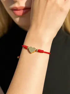 1 Piece 18K Gold Plated Stainless Steel Heart Pendant Red Hand Rope Adjustable Red Rope Bracelet For Women Daily Wear Clothing Accessories Birthday Date Mother's Day Gift Heart Shaped Bracelet