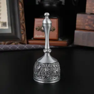 Bronze Color Dragon and Phoenix Bell for Restaurants and Bars, Metal Handbell for Classroom, Decorative Table Service and Travel Use