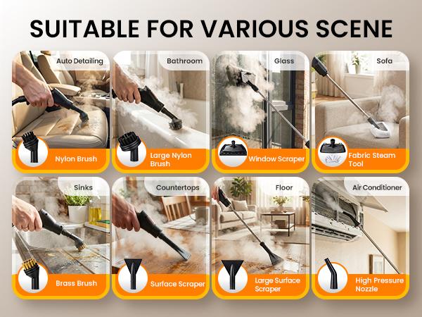 EasyWox Handheld Pressurized Steam Cleaner, Handheld High Temp Portable Cleaning,Multipurpose Steamer for Home Use, Pressurized Steamer for Cleaning Floor, Upholstery