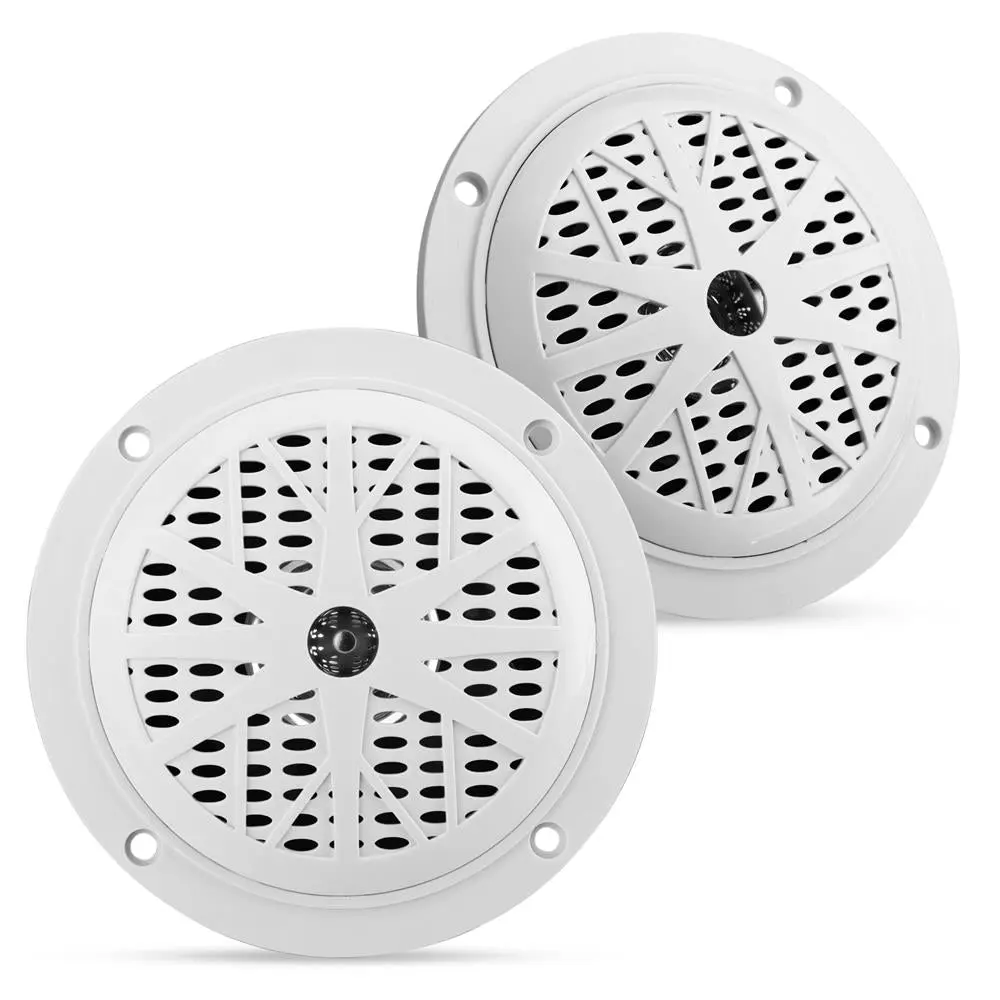 4'' Waterproof Stereo Speaker System - 100 Watt Full Range Sound Speakers for Boat, Car Door & Outdoor Use - Includes Wire & Mounting Hardwar Speaker System