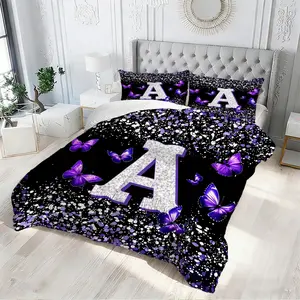 2/3pcs Beautiful Comforter Set - Stunning Purple Butterfly Aesthetic Comforter Set, Modern Bedding Set for Bedroom Decor, Lightweight All-Season Bedding Collection for Home, College Dorm, and Guest Room Refresh Pillow Insert Not Included