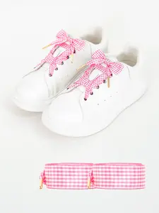 Cute Sweet Rose Plaid Wide Shoelaces, Metal Head, Suitable for Daily Casual Entertainment, Pair Pack