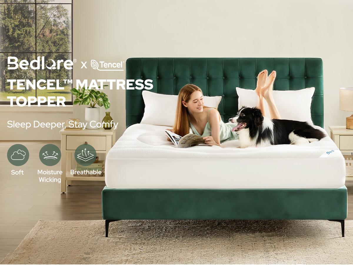 NEW ARRIVAL【BEDLORE】Mattress Topper, Ultra Soft Tencel Blend Pillow Top Mattress Pad for Back Pain Relief, 800 GSM Extra Thick and Breathable Cooling Mattress Cover with 6-18 Inch Deep Pocket HomeEssentials
