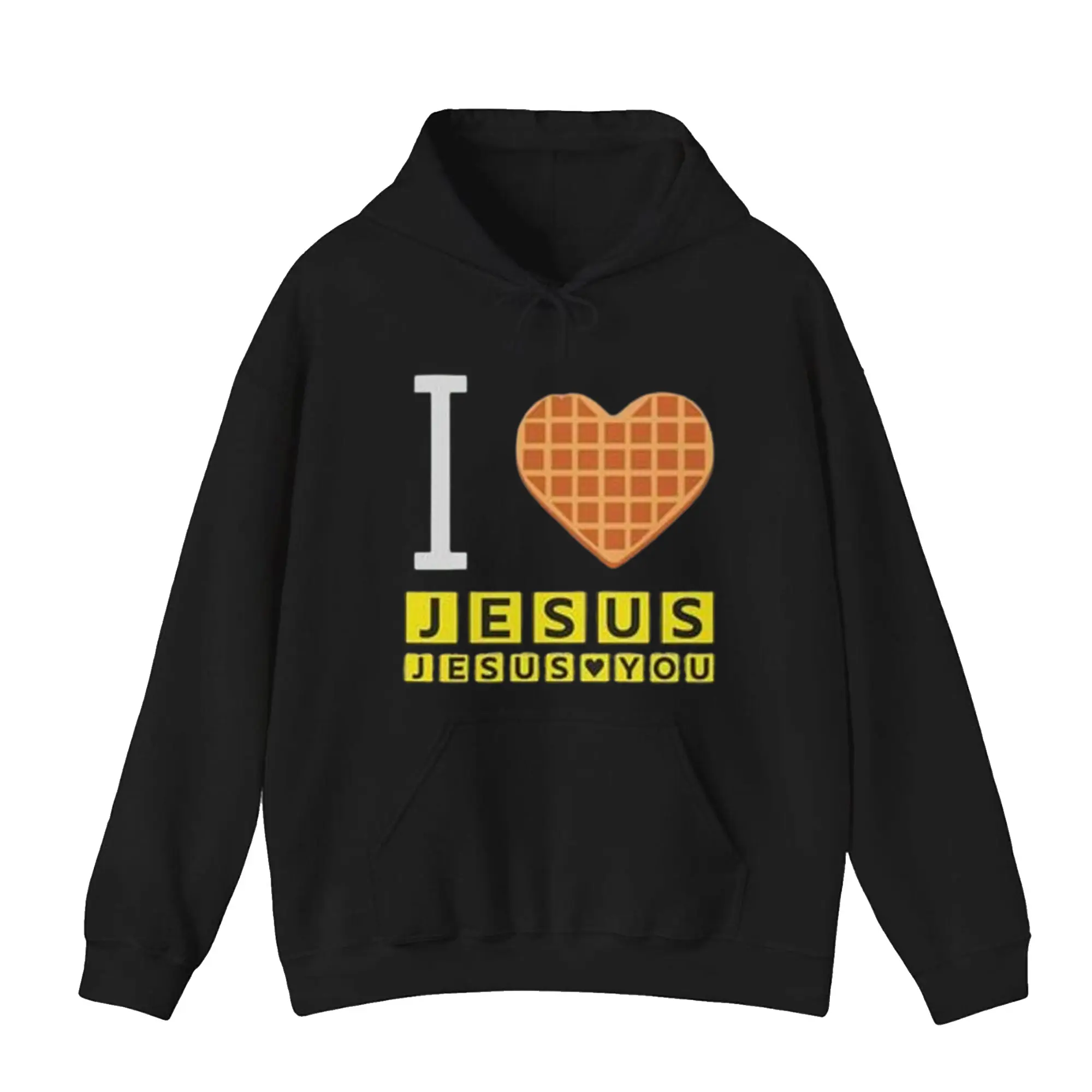 [ Made in USA ] I Love Jesus Hoodie, Jesus Loves You  Waffle Hoodies, Couples Matching Outfit Idea shirt, Valentines Day Gift, Gift For Boyfriend Girlfriend