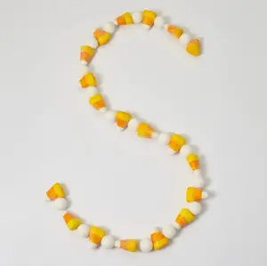 Sugar Frosted Faux Candy Corn Fall Garland Halloween Mantle Decor