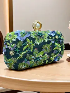 New Elegant Floral Handbag with Rhinestones, Perfect for Weddings and Parties, Sweet and Fresh Evening Bag, Single Shoulder Crossbody Bag