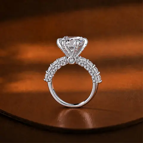 [#3302]  White Moonlight Moissanite Ring 925 Silver VVS