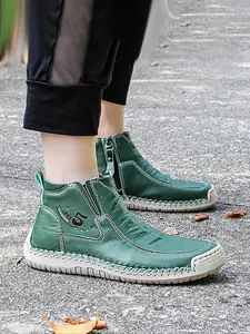 Women's Boots Side Zipper Ankle Boots vintage Vegan Leather Loafers Lightweight Breathable Hiking Boots Non-Slip Wide Sole Biker Boots Animal printing Size 7-9 Ideal For Outdoor Activities, Hiking, And Everyday Use, Trekking Camping Shoes