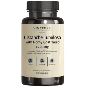 Vinatura Cistanche with Horny Goat Weed 60% Icariin - 1250mg per Serving, Cistanche Tubulosa, Cistanche Supplement Men, Energy, Strength Cognitive Healthcare Dietary