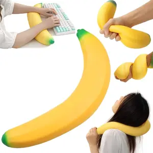Giant Banana Squishy, 17.8 x 3 in Jumbo Banana Stress Relief Toy, Big Squishy Banana Fidget for Desk, Office Decor, Funny Gift for Teens & Adults (2PC)