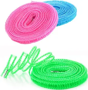 3Pack Blue Pink Green 1.64ft Length Clothes Drying Rope Portable Windproof 5m Clothesline for Camping Travel Indoor Outdoor Laundry Clothes Line