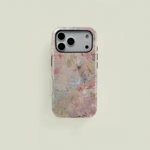 Graffiti floral and butterfly pattern phone case, sturdy and durable 2-in-1 case, compatible with iPhone 17/16/15/14/13/12/11 Pro Max/Plus/Pro, Galaxy S25/S24/S23 Ultra. Durable, stylish protection, drop-proof phone case, perfect for holiday gifts.