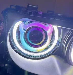 Devil Emoji Demon Multicolor RGB LED Angel Eye Halos Headlight Car Bluetooth DRL