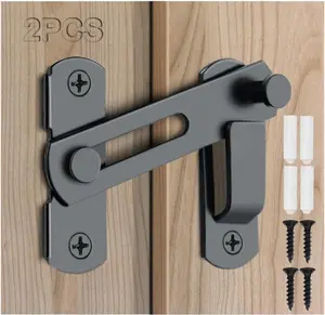 2PCS Black Barn Door Lock 180 Degree Flip Latch Sliding Door Gate Lock Heavy Duty Privacy Hardware for Home Garage Bathroom