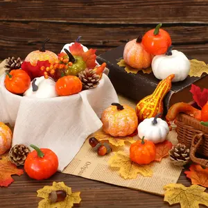 Autumn Thanksgiving Decor Set, 50-Piece Artificial Pumpkin & Gourd Collection, Home Halloween Wedding Centerpiece, Harvest Festival Decoration