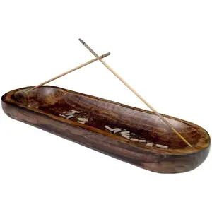 Raajsee Wooden Brown Incense Holder -Incense Burner Holder –Ash Catcher - Incense Stick Holder - Meditation & Yoga - Great Gift for Any Occasion Size 11X4 Inch raajsee