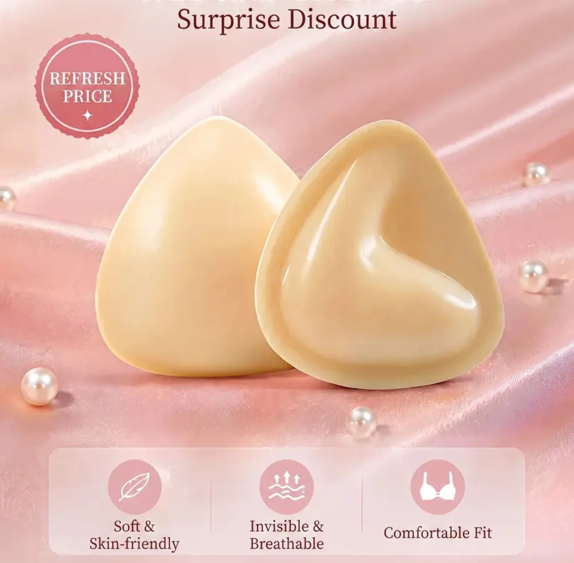 Women's Hulily Pink Round Thin Sticky Double-Sided Adhesive Bra Liner - Essential Womenswear, Pushup Inserts, Reusable for Backless Wedding Dresses, Strapless Lingerie sricky