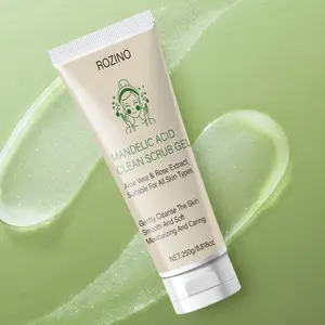 ROZINO Gentle Mandelic Acid Body Scrub & Facial Exfoliator - Skin Smoothing Gel with Natural Exfoliants for Dry Sensitive Acne-Prone Skin - Non-Irritating Formula 250g