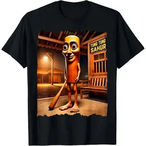 Comfortable Unisex Cotton T-shirt Featuring Tung Tung Tung Sahur Graphic Design for Women Stylish Streetwear