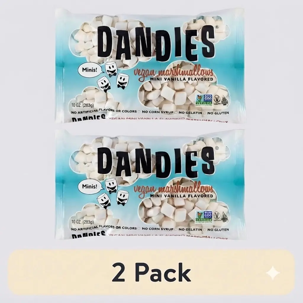 Dandies Vegan Mini Marshmallows Vanilla 10 oz Bag 2 Pack Gelatin Free Gluten Free Kosher Non GMO Plant Based Snacks