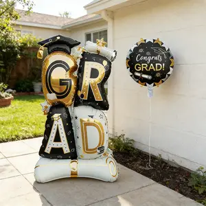 2pcs 60-Inch Graduation Ball Balloon Set, Letter Balloons, Party Decoration for Graduation Season, School Event Decor, Classroom Atmosphere Setup