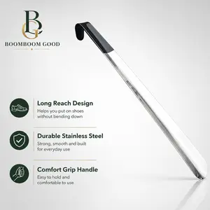 Shoe Horn Long Handle for Seniors MenWomen,Long Metal Shoehorn for BootsStainless Steel Shoe Spoon Helper