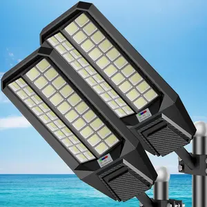 2-Pack 9000W Solar Street Lights Outdoor, Solar Powered LED Light Dusk to Dawn, Long-Lasting, Wide Angle, Motion Sensor & Remote Control, IP67 Waterproof, for Yard, Parking, Outside,
