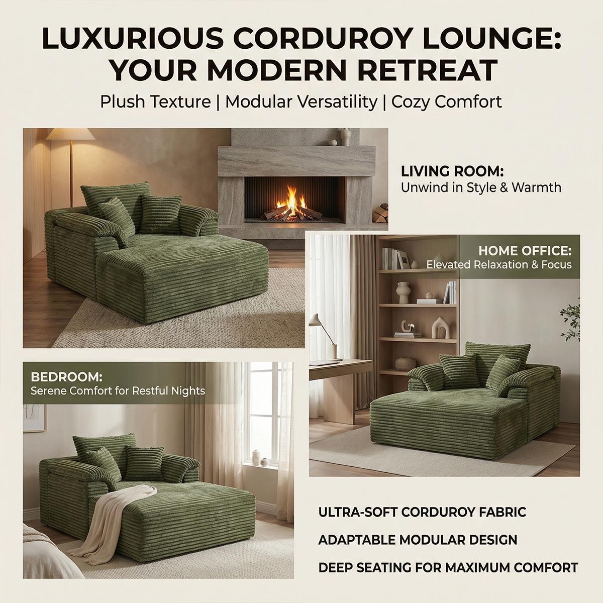 Oversize 61"multi-function combination sofa bed (cloud couches) - modern leisure chair, which can be converted into a bed without assembly, is made of plush fabric, suitable for small space, apartment, guest room, and can be selected in multiple colors