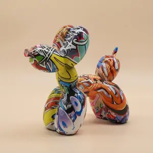 Vibrant Graffiti Balloon Dog Sculpture, Graffiti Art, Creative Colorful Resin Statue, Decorative Figurine, Modern Home Office Decoration, Preferred Choice